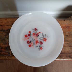 Vintage Fire King Primrose White Red Pink Flowers Salad Plate